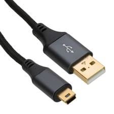 Image of Pro Metal USB 2.0 24AWG Hi-Speed A to Mini-B 5 pin Cable Power/Data Lead Braided