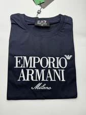 Image of Emporio Armani Men’s T-Shirt Embossed Logo Embroidered Crew Neck Designer Tee