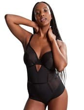 Image of Panache Tango Essence Plunge Bodysuit Underwired Body 10965 Black Lingerie