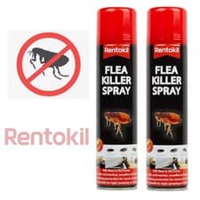 Image of 2 x RENTOKIL FLEA KILLER SPRAY 300ML FOR HOME USE DUST MITE HOUSEHOLD KILLER NEW