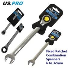 Image of US Pro Ratchet Spanners Combination Wrenches 72t Fixed Head Sizes 6mm to 32mm