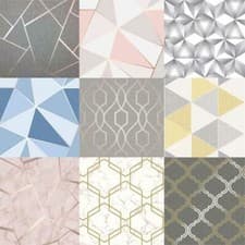 Image of Geometric Wallpaper Metallic Smooth Textured Apex Triangles Trellis Diamonds