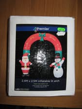 Image of Premier 2.4M X 2.5M Inflatable Lit Arch Christmas Santa & Snowman New