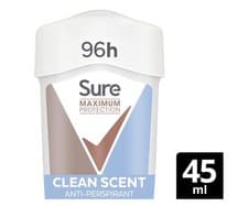 Image of Sure Women Maximum Protection Cream Anti-Perspirant Deodorant, Clean Scent 45ml
