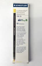 Image of Staedtler 108 20 Lumocolor Permanent Glasochrom Pencil - Yellow Box of 12 German