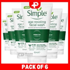 Image of Simple Age Resisting Facial Wash Green Tea + Pre-Biotic 150ml Pack of 6
