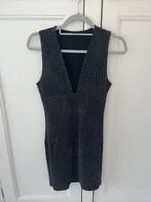 Image of Women’s Topshop black gliterry V-neck stretchy mini dress size UK 10 never worn