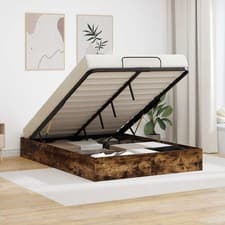 Image of Ottoman Bed Frame Smoked Oak 203 x 120 x 25 cm Engineered Wood