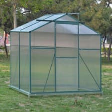 Image of Greenhouse Aluminium Polycarbonate Green Frame Plant Growing 4x6/6x6/8x6/10x6FT