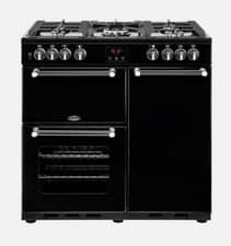 Image of BELLING Farmhouse 90DFT Dual Fuel Range Cooker - Black & Chrome 444444121