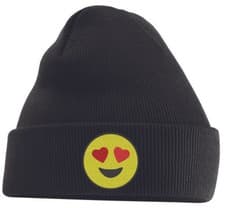 Image of Emoji Heart Embroidered Beanie Hat