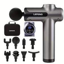 Image of Lenovo Massage Gun - Quiet Percussion, 8 Heads, USB Rechargeable, All Bodyparts.