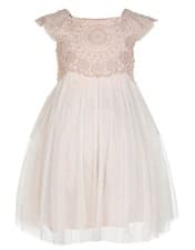 Image of Monsoon Baby Estella Sparkle Lace Bow Occasion Pink Dress 3-6 Months / 68-74cm