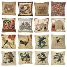 Image of Elegant Vintage Cozy Floral Farmhouse Woven Tapestry Throw Cushion Pillow Covers