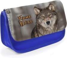 Image of Personalised Wolf Pencil Case Boys School Stationary Bag Wolves Cute Gift SH281