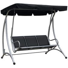 Image of Outsunny 3 Seat Metal Fabric Backyard Balcony Patio Swing Chair with Canopy Top