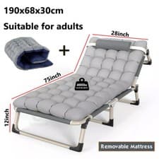 Image of 75in Sun Lounger Folding Recliner Chair Reclining Garden Outdoor Seat Bed w/ mat