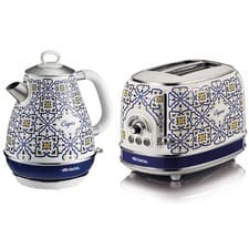 Image of Ariete Capri Retro 1.7L Kettle & 2 Slice Toaster Set Blue Fast Boil Wide Slots
