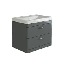 Image of Acorn 700mm Wall Hung Bath Vanity Unit Ceramic Basin Pre-Assembled Anthracite