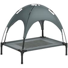 Image of PawHut 76cm Elevated Dog Bed Cooling Raised Pet Cot UV Protection Canopy Grey