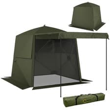 Image of Outsunny Pop Up Gazebo Waterproof with Awning 2 x 2 m Army Green