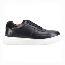 Image of Hush Puppies Wyatt Mens Leather Casual Fashion Comfort Trainers Black