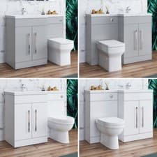 Image of Bathroom Sink Unit and Toilet Vanity Cabinet Storage Close Coupled WC Furniture