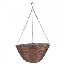 Image of Smart Garden Chestnut Faux Rattan Hanging Basket - 14in
