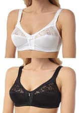 Image of Women’s Lace Non Padded Wireless Soft Cup Bra Firm Control Comfort Black White