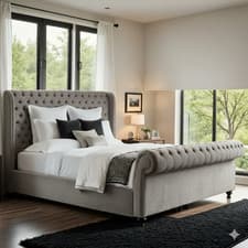 Image of Chesterfield Royal Sleigh Bed Frame, Plush Velvet Upholstery