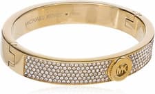 Image of Michael Kors Pave Fulton Hinge Bangle Bracelet Gold Tone MKJ3998710