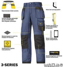 Image of Snickers Rip Stop Cordura Work Trousers  Kneepad & Holster Pockets 3213 Direct