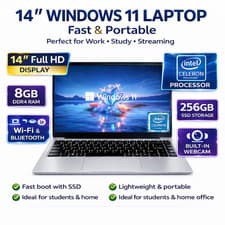 Image of 14″ OEM Windows 11 Pro Laptop – Intel N4500, 8GB RAM, 128GB SSD PC Notebook UK