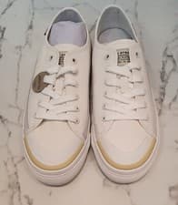 Image of LEVIS Square Low Ld10 Sneakers Brill White Canvas Trainers UK Size 6 RRP £65