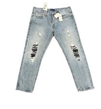 Image of Levi's 501 Made & Crafted Mid Rise Taper Fit Cropped Selvedge Jeans W28