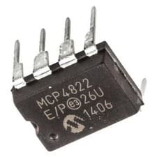 Image of 1x MCP4822-E/P Microchip Dual 12-Bit DAC, ±2% FSR Serial SPI/Microwire PDIP