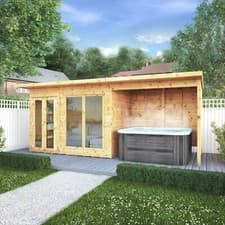 Image of Summerhouse with Patio Area Shiplap Pent Garden Room 18 x 6 18ft 6ft Waltons 