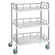 Image of VEVOR Lab Rolling Cart 3-Layer Stainless Steel Medical Dental Lab Serving Cart