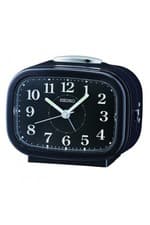 Image of Seiko Black Bedside Bell Alarm Clock with Light & Snooze 10cm QHK060J