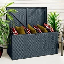 Image of METAL DECK BOx STEEL GARDEN STORAGE OUTSIDE TIDY STORE PATIO CHEST UNIT NEW