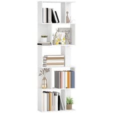 Image of HOMCOM 5-tier Display Shelving Storage Bookcase S Shape Bookshelf, White