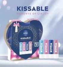 Image of Nivea Kissable Moments of Lip Joy Gift Set - 4 Full-Size Lip Balms in Heart Tin
