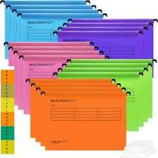 Image of A4 Suspension Files with Tabs and Inserts - 20 Pack for Office and Home