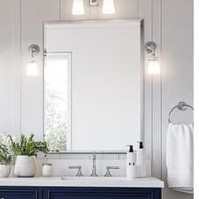 Image of Large Decorative Frameless Beveled Bathroom Mirror Rectangular Clear Wall Mirror