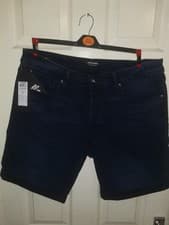 Image of Jack N Jones Rick Original Denim Shorts Size XL Dark Navy