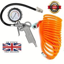 Image of 3 Pcs Tyre Inflator Car Air Compressor Kit Tire Inflator Gauge and Blow Gun [UK]