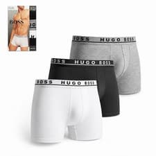 Image of HUGO BOSS 100% Authentic Men’s Boxer Trunks 3-Pack – White Black Grey – Premium