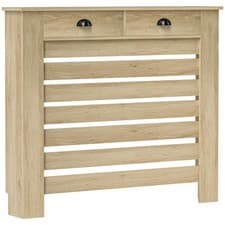 Image of HOMCOM Radiator Cover with Drawer, Horizontal Slat, 111cm, Oak