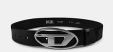 Image of Diesel Mens D-Buckle Leather Belt Black 90cm (fits 30” ) New RRP £140