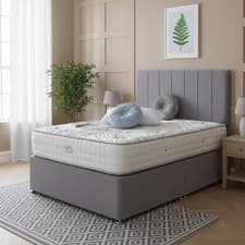 Image of Divan Bed Set Panel Plush Velvet Upholstered Drawer Storage 20" Headboard Double
